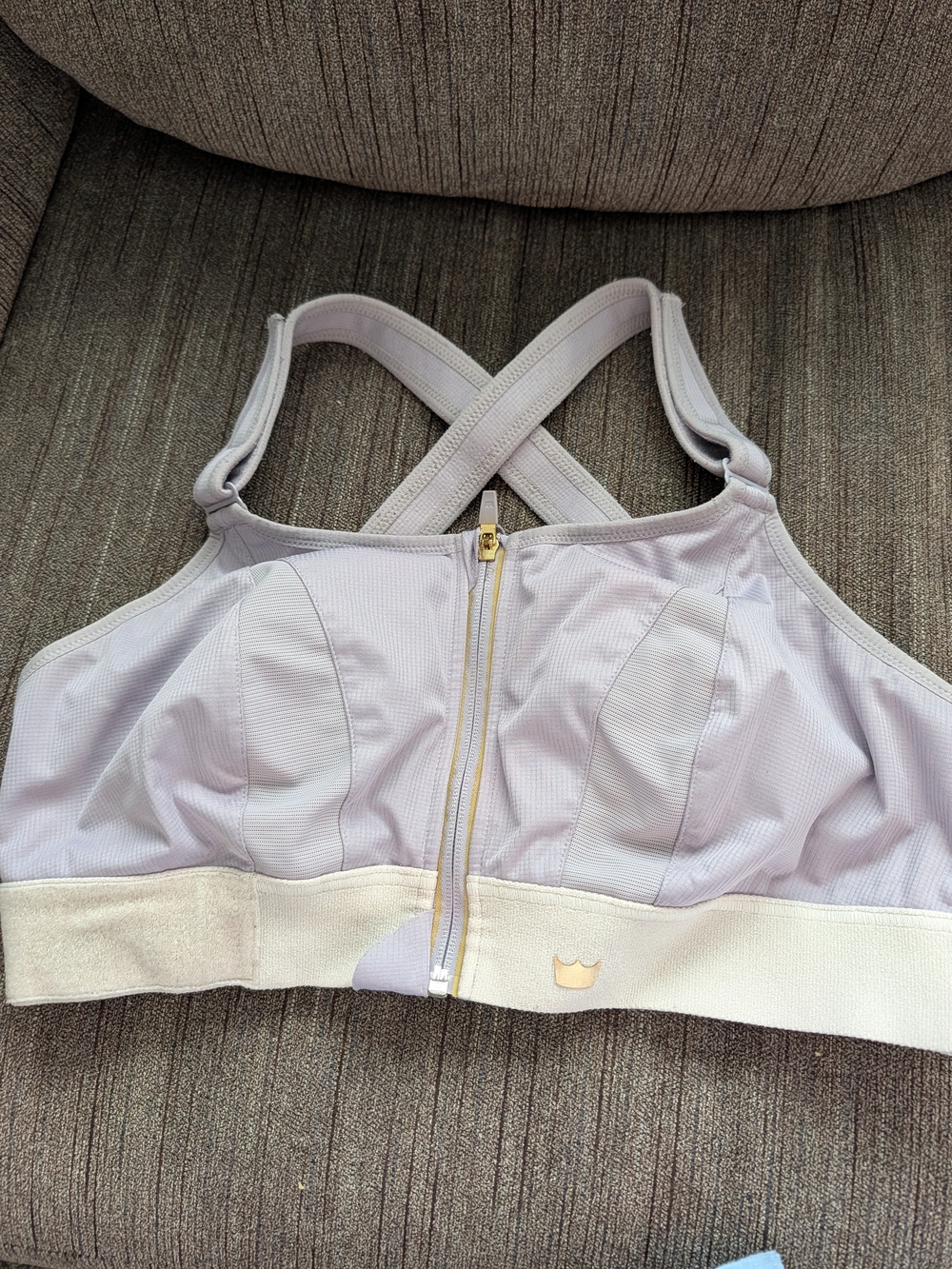 SHEFIT Light Lilac Front-Zip Crisscross Sports Bra